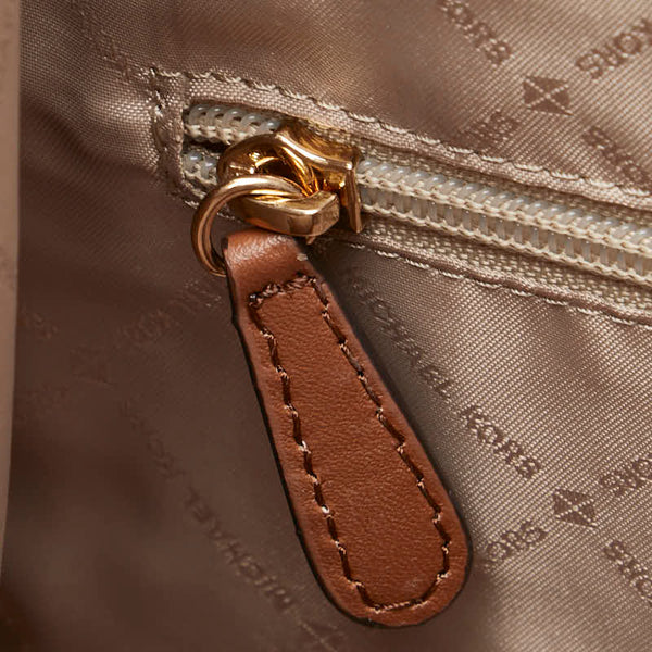 マイケルコース シグネチャー ハンドバッグ トートバッグ 35T0GY9T3B ホワイト ブラウン PVC レザー レディース Michael Kors 【中古】