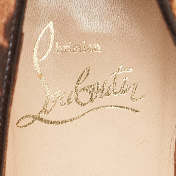 クリスチャンルブタン レオパード パンプス ハイヒール サイズ：37 1/2 ベージュ ブラウン ハラコ レディース Christian Louboutin 【中古】