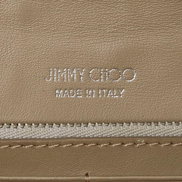 ジミーチュウ スタッズ 星 チェーン ウォレット 長財布 シルバー レザー レディース JIMMY CHOO 【中古】