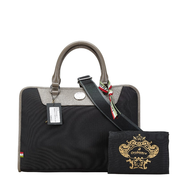 オロビアンコ ビジネスバッグ ショルダーバッグ 2WAY ブラック グレージュ ナイロン レザー メンズ Orobianco 【中古】