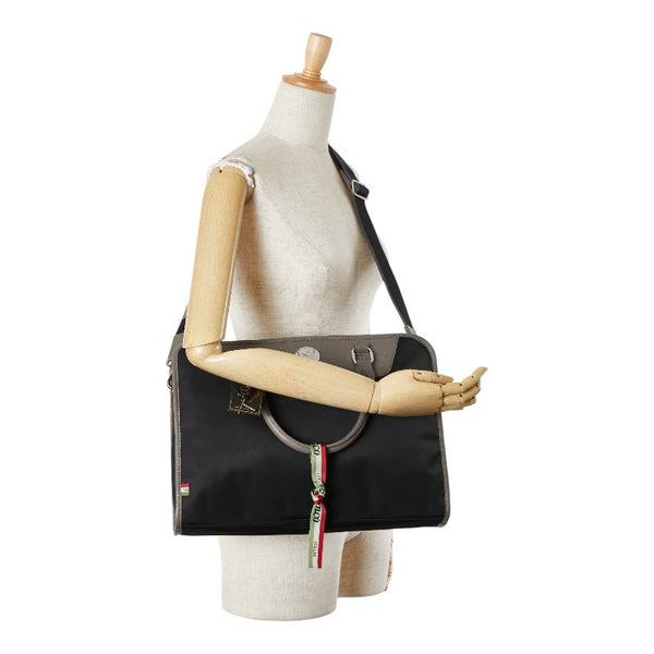 オロビアンコ ビジネスバッグ ショルダーバッグ 2WAY ブラック グレージュ ナイロン レザー メンズ Orobianco 【中古】