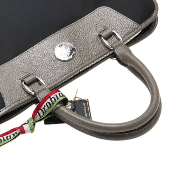 オロビアンコ ビジネスバッグ ショルダーバッグ 2WAY ブラック グレージュ ナイロン レザー メンズ Orobianco 【中古】