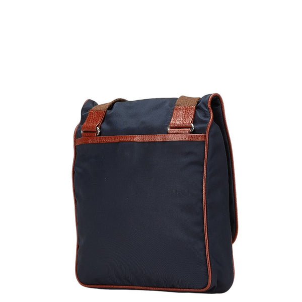 オロビアンコ 斜め掛け ショルダーバッグ ネイビー ブラウン ベージュ ナイロン レザー メンズ Orobianco 【中古】