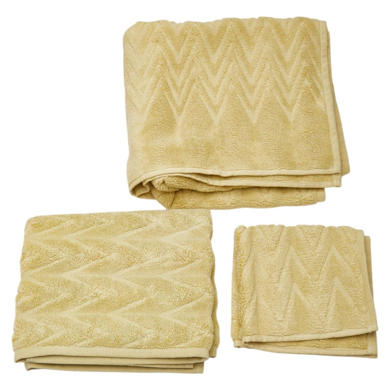 エルメス ハンドタオル バスタオル フェイスタオル 3点セット ライトグリーン イエロー系 コットン レディース HERMES 【中古】