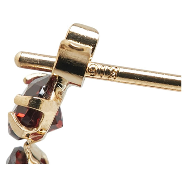K18YG イエローゴールド ガーネット フープ ピアス レディース 【中古】