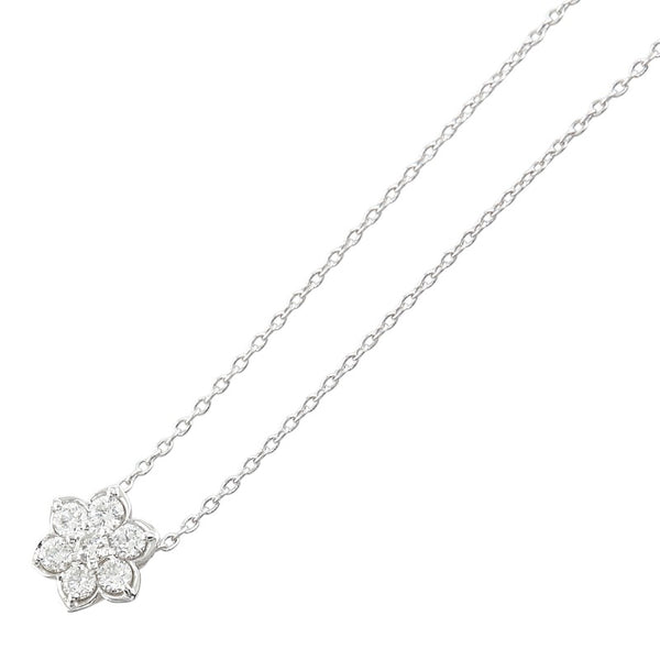 K18WG ホワイトゴールド ダイヤ0.30ct フラワー 花 モチーフ ペンダントネックレス レディース 【中古】