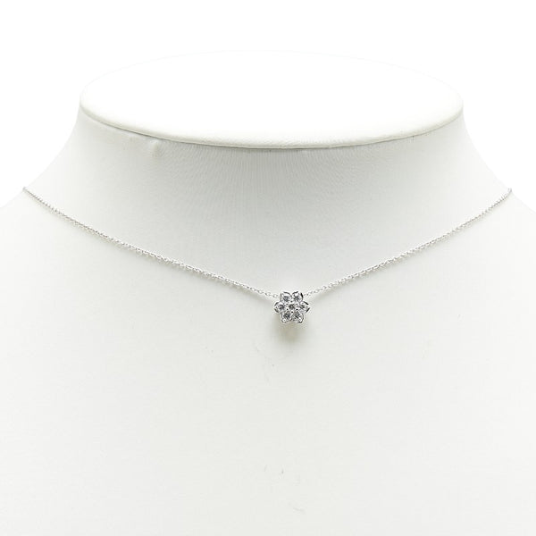 K18WG ホワイトゴールド ダイヤ0.30ct フラワー 花 モチーフ ペンダントネックレス レディース 【中古】