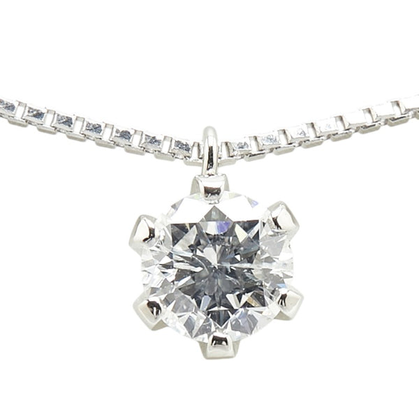 Pt900 プラチナ Pt850 プラチナ ダイヤ0.785ct プチ ネックレス レディース 【中古】