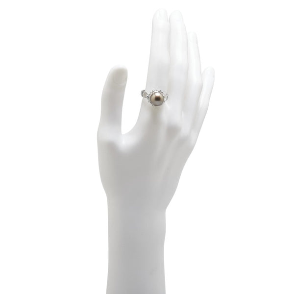 Pt900 プラチナ 黒蝶真珠10.8mm ダイヤ0.47ct リング 指輪 レディース 16号 【中古】