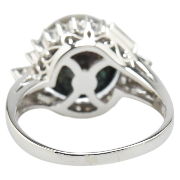 Pt900 プラチナ 黒蝶真珠11.1mm ダイヤ0.63ct リング 指輪 レディース 18号 【中古】