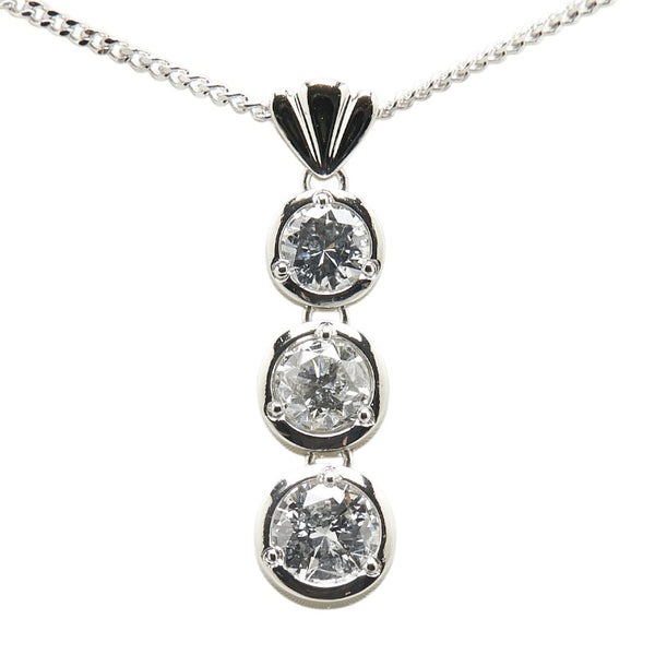 Pt900 プラチナ Pt850 プラチナ ダイヤ1.02ct ペンダントネックレス レディース 【中古】