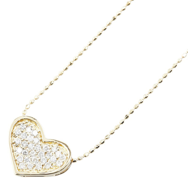 K18YG イエローゴールド ダイヤ0.26ct ハート モチーフ パヴェ ペンダントネックレス レディース 【中古】