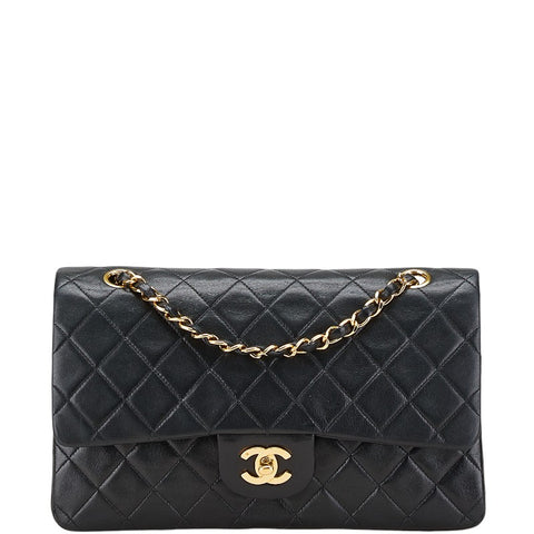 シャネル マトラッセ ココマーク Wフラップ チェーン ショルダーバッグ ハンドバッグ ブラック ラムスキン レディース CHANEL 【中古】