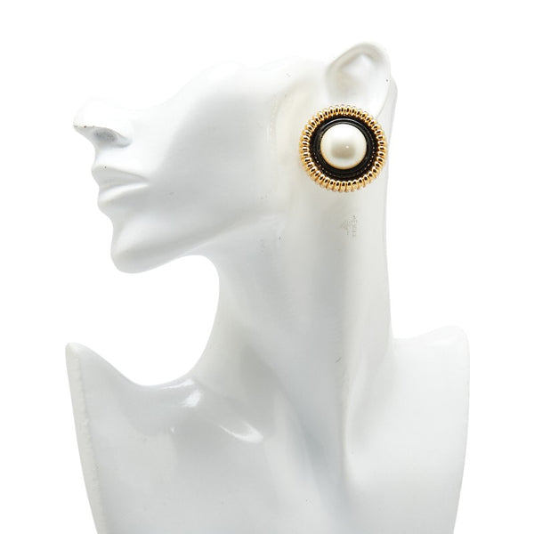 シャネル イヤリング ゴールド ブラック メッキ フェイクパール レディース CHANEL 【中古】