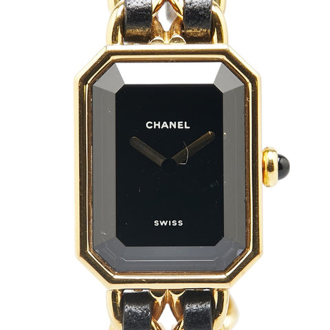 シャネル プルミエール 腕時計 サイズ：L H0001 クオーツ ブラック文字盤 ステンレススチール レザー レディース CHANEL 【中古】