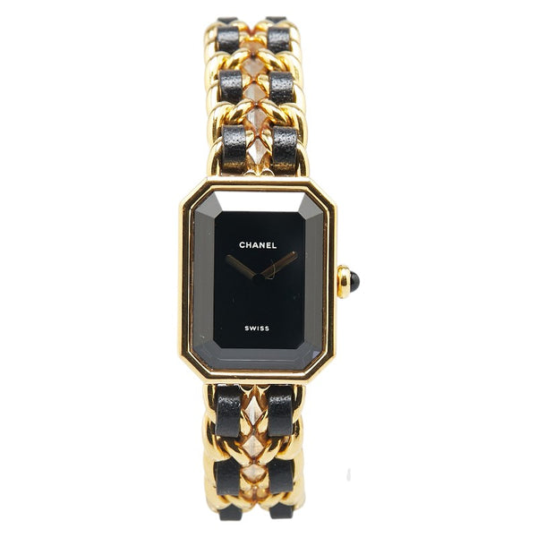 シャネル プルミエール 腕時計 サイズ：L H0001 クオーツ ブラック文字盤 ステンレススチール レザー レディース CHANEL 【中古】