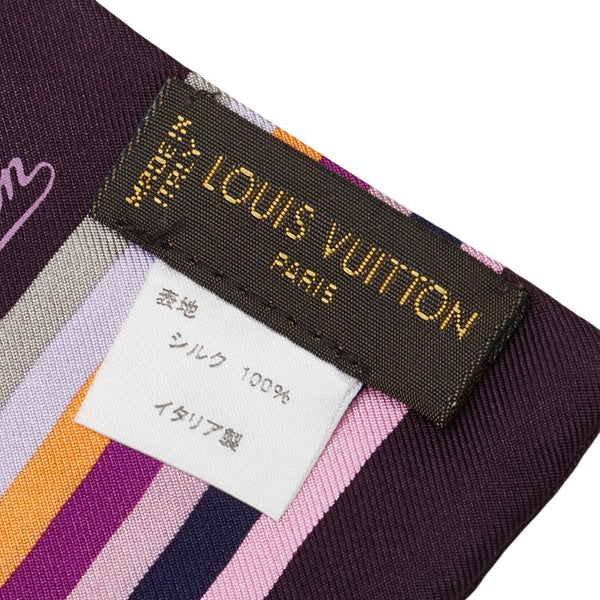ルイ ヴィトン バンドー モノグラム バタフライ 蝶々 スカーフ パープル シルク レディース LOUIS VUITTON 【中古】