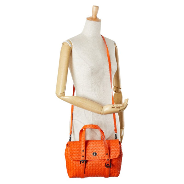 ボッテガヴェネタ イントレチャート ハンドバッグ ショルダーバッグ 2WAY オレンジ レザー レディース BOTTEGAVENETA 【中古】