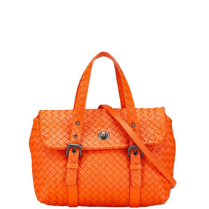ボッテガヴェネタ イントレチャート ハンドバッグ ショルダーバッグ 2WAY オレンジ レザー レディース BOTTEGAVENETA 【中古】