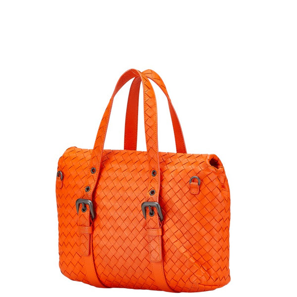 ボッテガヴェネタ イントレチャート ハンドバッグ ショルダーバッグ 2WAY オレンジ レザー レディース BOTTEGAVENETA 【中古】