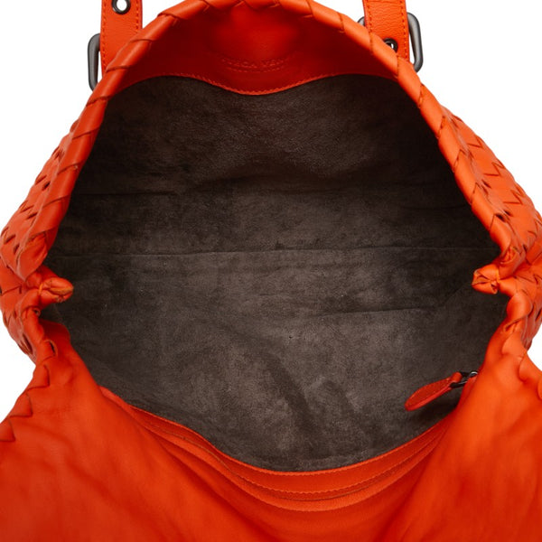 ボッテガヴェネタ イントレチャート ハンドバッグ ショルダーバッグ 2WAY オレンジ レザー レディース BOTTEGAVENETA 【中古】