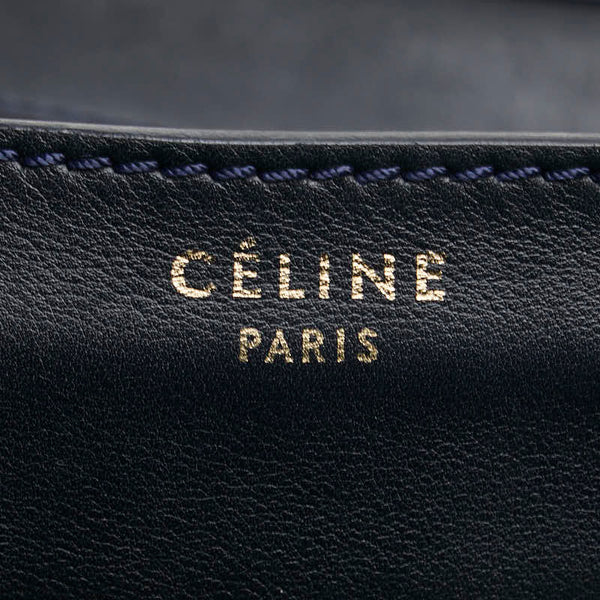 セリーヌ ラゲージ ミニ ショッパー ハンドバッグ トートバッグ ベージュ ネイビー系 スウェード レザー レディース CELINE 【中古】