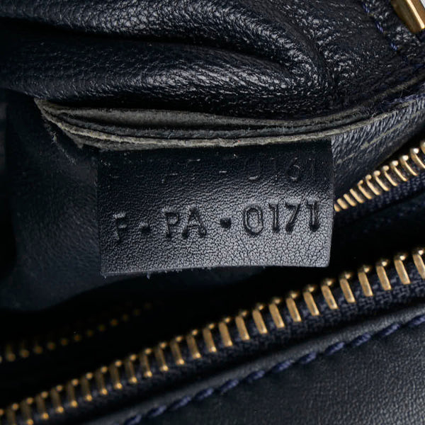 セリーヌ ラゲージ ミニ ショッパー ハンドバッグ トートバッグ ベージュ ネイビー系 スウェード レザー レディース CELINE 【中古】