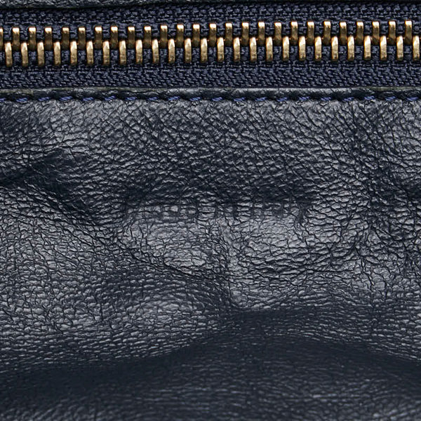 セリーヌ ラゲージ ミニ ショッパー ハンドバッグ トートバッグ ベージュ ネイビー系 スウェード レザー レディース CELINE 【中古】