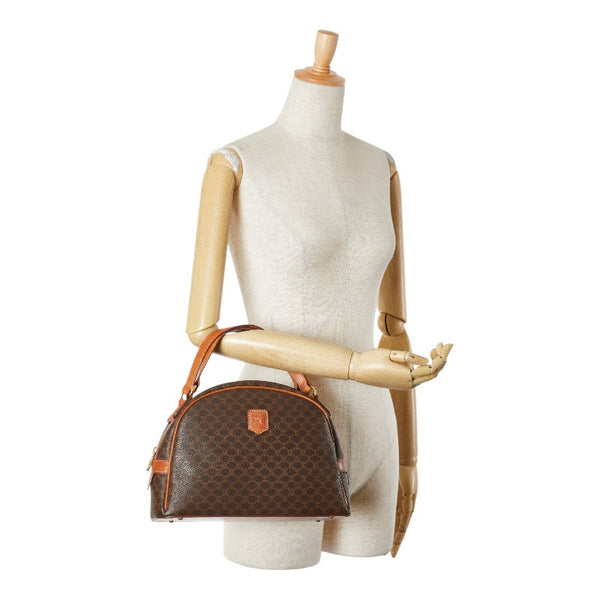 セリーヌ マカダム ハンドバッグ ブラウン PVC レザー レディース CELINE 【中古】