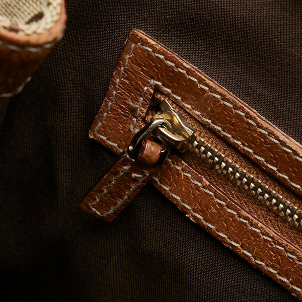 グッチ GGキャンバス ハンドバッグ 120895 ベージュ ブラウン キャンバス レザー レディース GUCCI 【中古】