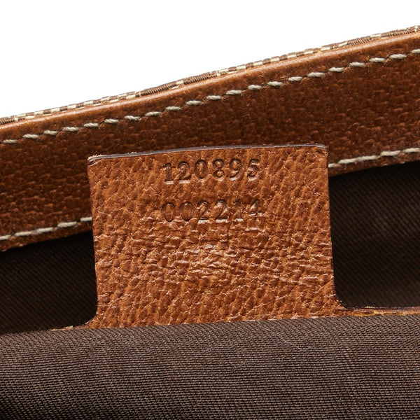 グッチ GGキャンバス ハンドバッグ 120895 ベージュ ブラウン キャンバス レザー レディース GUCCI 【中古】