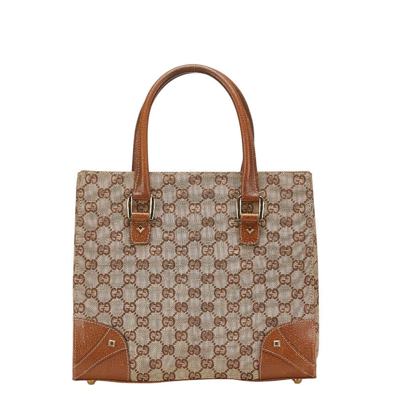 グッチ GGキャンバス ハンドバッグ 120895 ベージュ ブラウン キャンバス レザー レディース GUCCI 【中古】