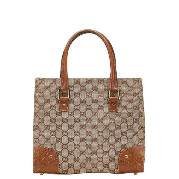 グッチ GGキャンバス ハンドバッグ 120895 ベージュ ブラウン キャンバス レザー レディース GUCCI 【中古】