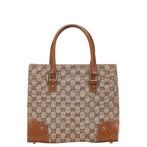 グッチ GGキャンバス ハンドバッグ 120895 ベージュ ブラウン キャンバス レザー レディース GUCCI 【中古】