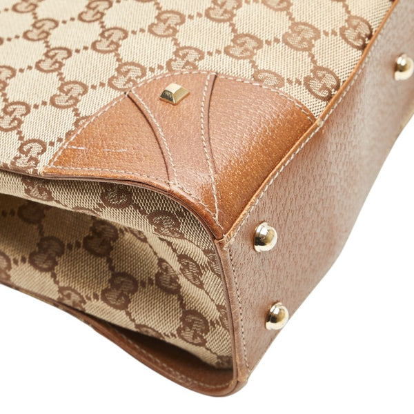 グッチ GGキャンバス ハンドバッグ 120895 ベージュ ブラウン キャンバス レザー レディース GUCCI 【中古】