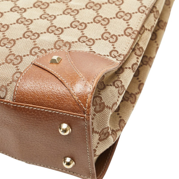 グッチ GGキャンバス ハンドバッグ 120895 ベージュ ブラウン キャンバス レザー レディース GUCCI 【中古】