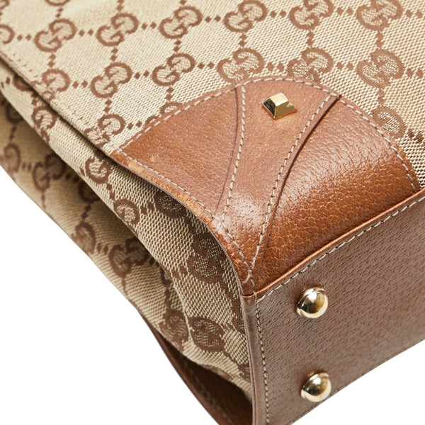 グッチ GGキャンバス ハンドバッグ 120895 ベージュ ブラウン キャンバス レザー レディース GUCCI 【中古】