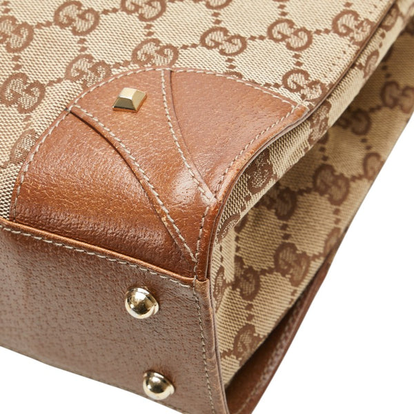 グッチ GGキャンバス ハンドバッグ 120895 ベージュ ブラウン キャンバス レザー レディース GUCCI 【中古】