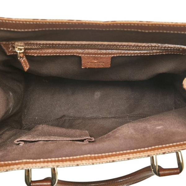 グッチ GGキャンバス ハンドバッグ 120895 ベージュ ブラウン キャンバス レザー レディース GUCCI 【中古】