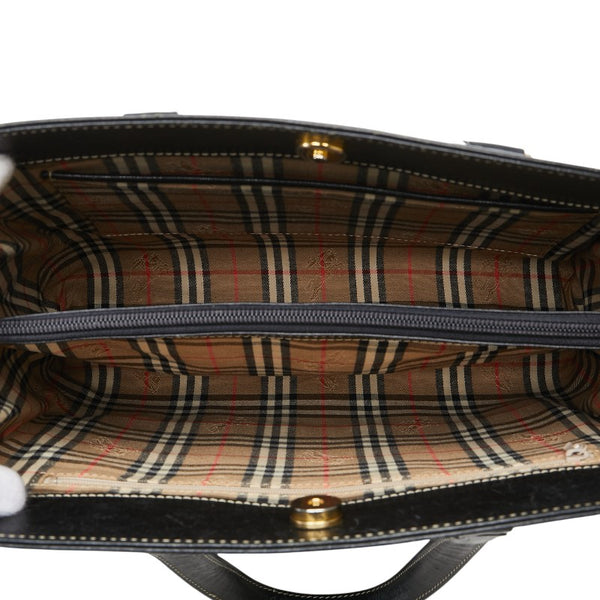 バーバリー ノバチェック シャドーホース ハンドバッグ ブラック レザー レディース BURBERRY 【中古】