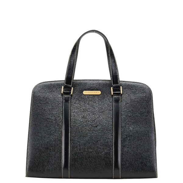 バーバリー ノバチェック シャドーホース ハンドバッグ ブラック レザー レディース BURBERRY 【中古】