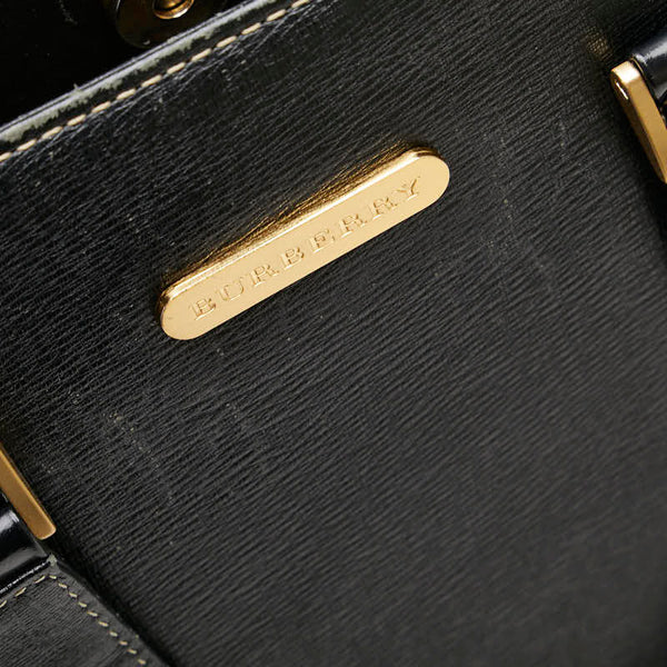 バーバリー ノバチェック シャドーホース ハンドバッグ ブラック レザー レディース BURBERRY 【中古】