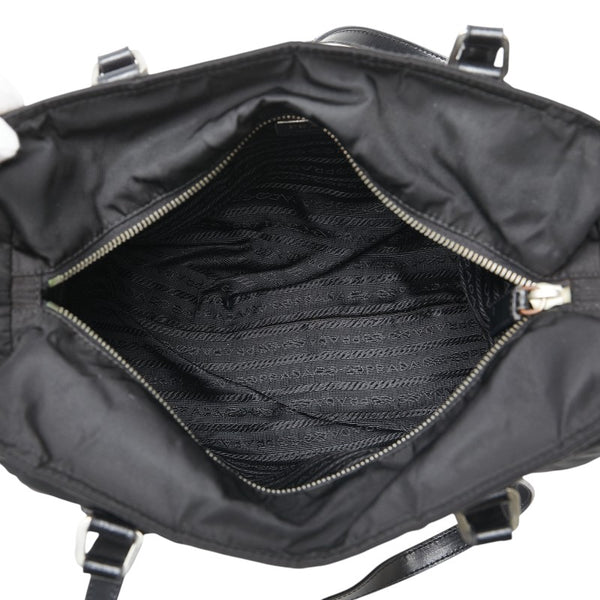 プラダ 三角ロゴプレート ハンドバッグ トートバッグ ブラック ナイロン レザー レディース PRADA 【中古】