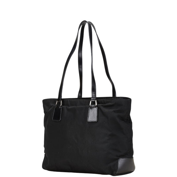プラダ 三角ロゴプレート ハンドバッグ トートバッグ ブラック ナイロン レザー レディース PRADA 【中古】