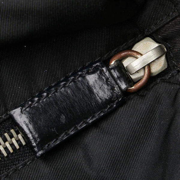 プラダ 三角ロゴプレート ハンドバッグ トートバッグ ブラック ナイロン レザー レディース PRADA 【中古】