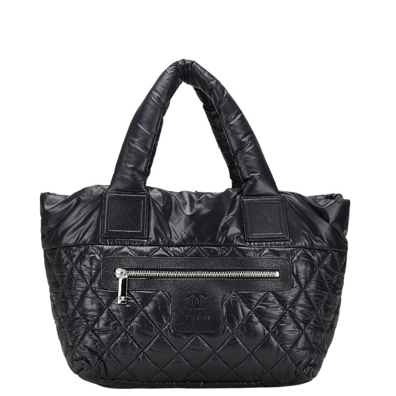 シャネル コココクーン  ハンドバッグ トートバッグ ブラック ナイロン レザー レディース CHANEL 【中古】