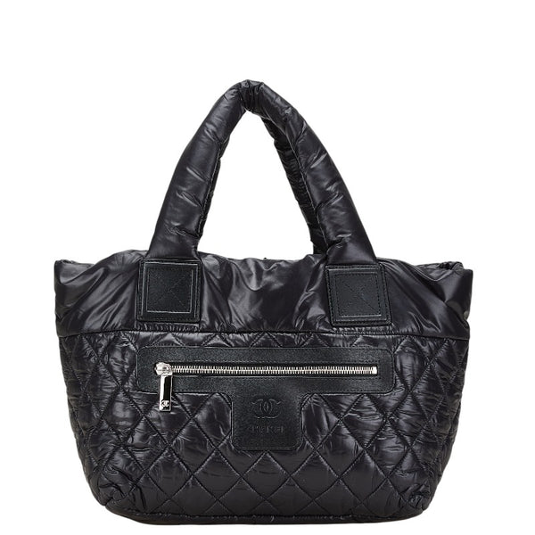 シャネル コココクーン  ハンドバッグ トートバッグ ブラック ナイロン レザー レディース CHANEL 【中古】