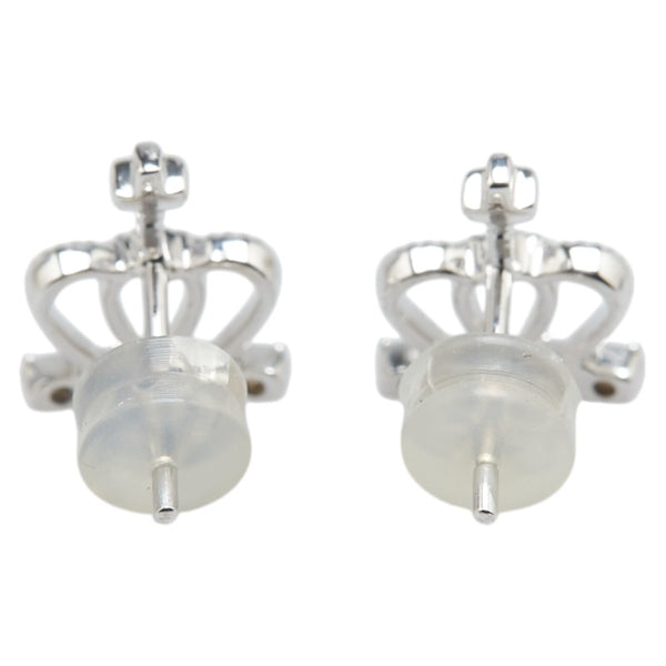 K18WG ホワイトゴールド K14WG ホワイトゴールド ダイヤ0.16ct クラウン 王冠 モチーフ スタッドピアス レディース 【中古】