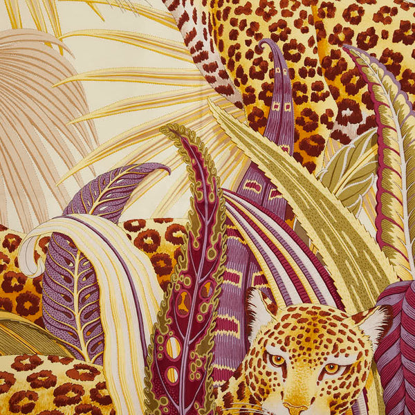 サルヴァトーレフェラガモ トラ ヒョウ ボタニカル柄 スカーフ カーキ マルチカラー シルク レディース Salvatore Ferragamo 【中古】