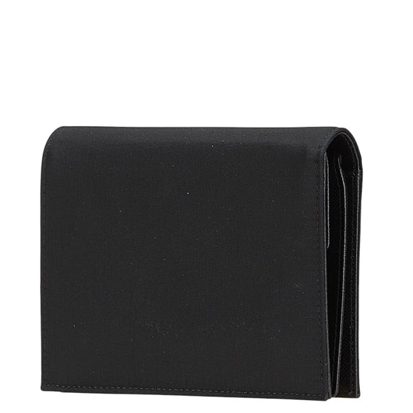 プラダ 三角ロゴプレート 二つ折り財布 M668 ブラック ナイロン レザー レディース PRADA 【中古】